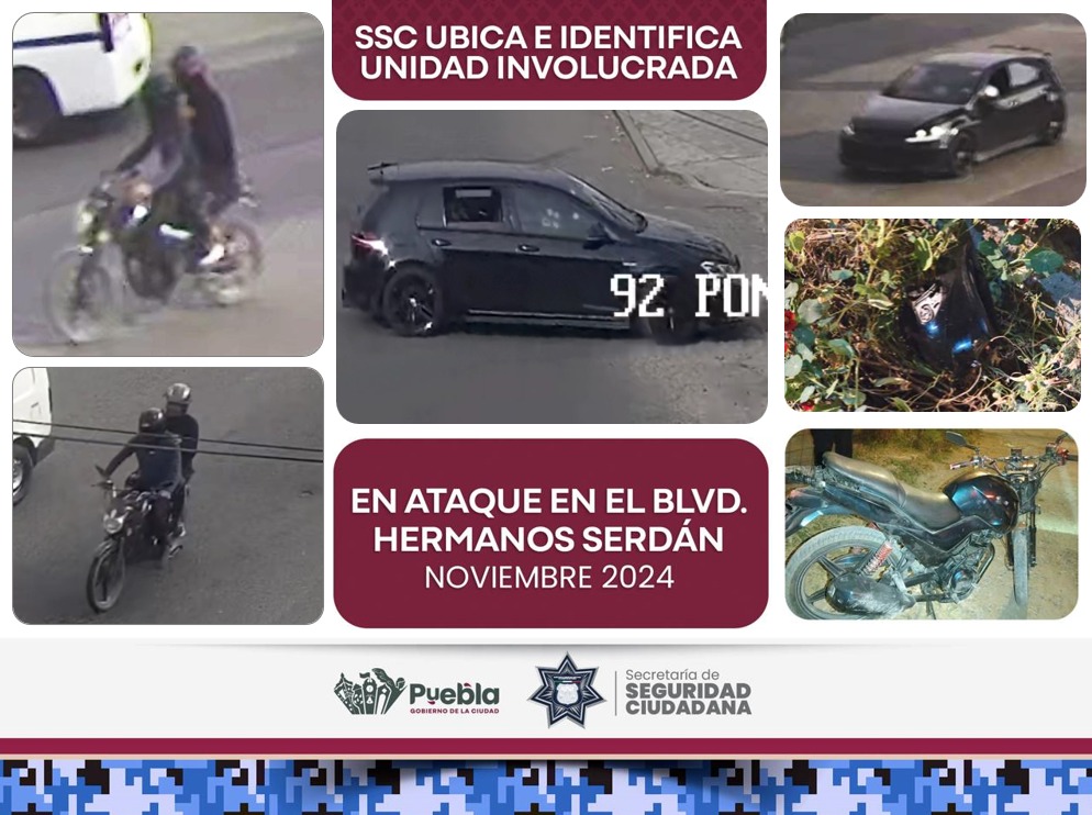 SSC Identifica y ubica vehículo de agresores en ataque directo en Boulevard Hermanos Serdán