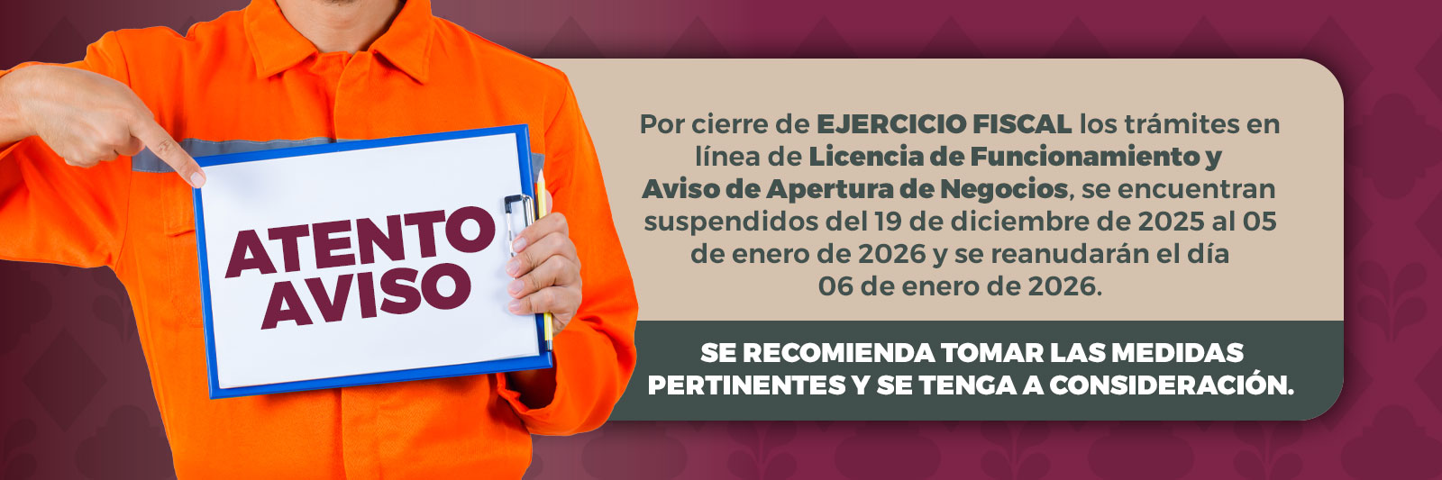 Aviso por Cierre Fiscal 